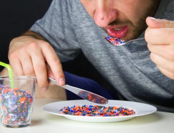 Bigstock the man eats pieces of crushed 248158402